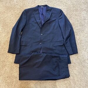 Jack Victor Suit Mens 42R 37x29 Blue Pinstripe Wool 2 Piece Jacket Pants Canada